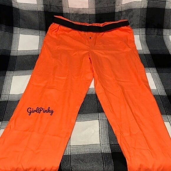 victoria secrets PINK PJ FLANNEL PANTS “HANDSIE” HALOGEN ORANGE SIZE LARGE - Picture 4 of 9